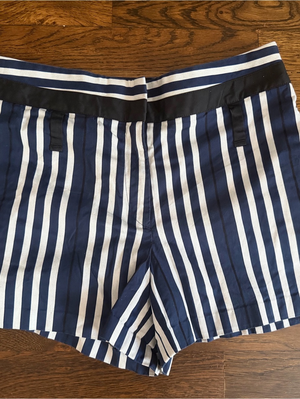 rag & bone Navy and White Vertical Stripe Cargo Shorts 4